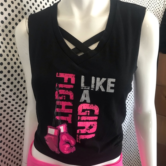 Shirt (raw edge sleeveless) Fight Like a Girl,  Women’s Size Medium - Picture 4 of 10